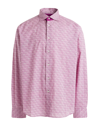 Shop Brioni Man Shirt Mauve Size Xl Cotton In Purple