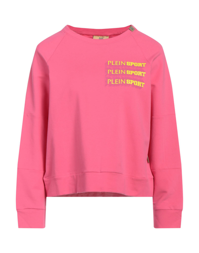 Shop Plein Sport Woman Sweatshirt Fuchsia Size Xs Cotton, Elastane In Pink
