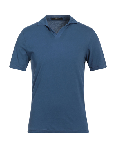Shop Alpha Studio Polo Shirts In Slate Blue