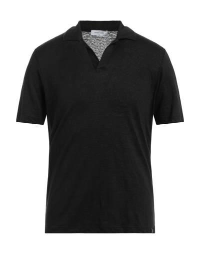 Shop Gran Sasso Man Polo Shirt Black Size 48 Linen