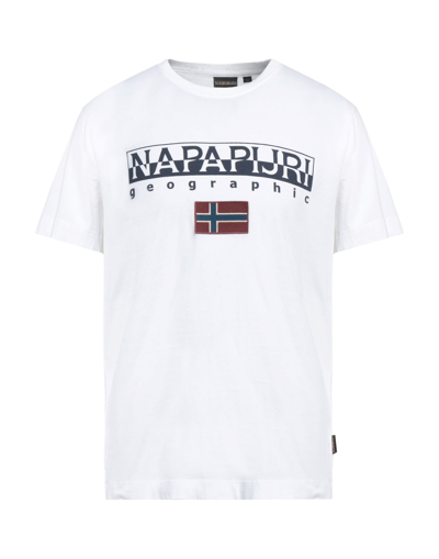 Shop Napapijri Man T-shirt White Size S Cotton, Elastane