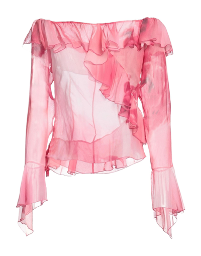 Shop Blumarine Woman Top Fuchsia Size 8 Silk In Pink