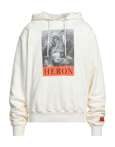 Shop Heron Preston Man Sweatshirt Ivory Size Xs Cotton, Elastane, Polyester In White