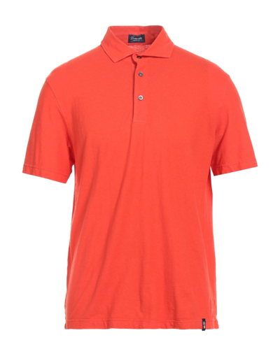 Shop Drumohr Man Polo Shirt Tomato Red Size Xxl Cotton, Linen