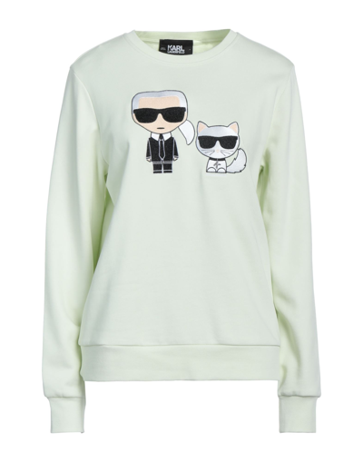 Shop Karl Lagerfeld Ikonik Karl &choupette Sweat Woman Sweatshirt Light Green Size S Organic Cotton
