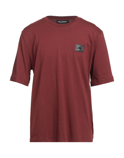Shop Neil Barrett Man T-shirt Brown Size M Cotton