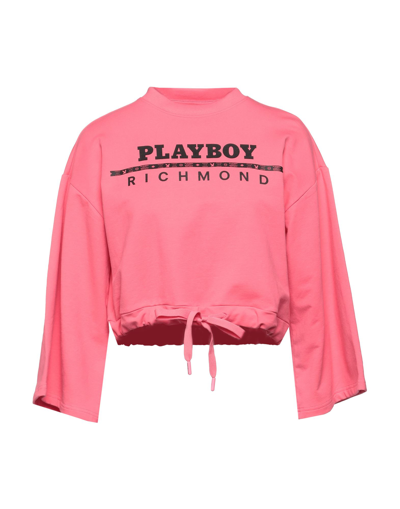 Shop John Richmond X Playboy Woman Sweatshirt Coral Size M Cotton, Elastane In Red