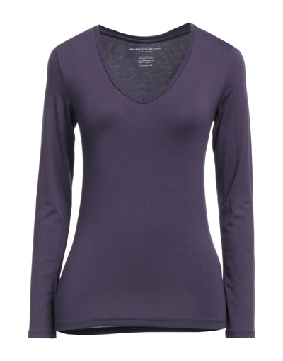 Shop Majestic Filatures Woman T-shirt Dark Purple Size 1 Viscose, Elastane