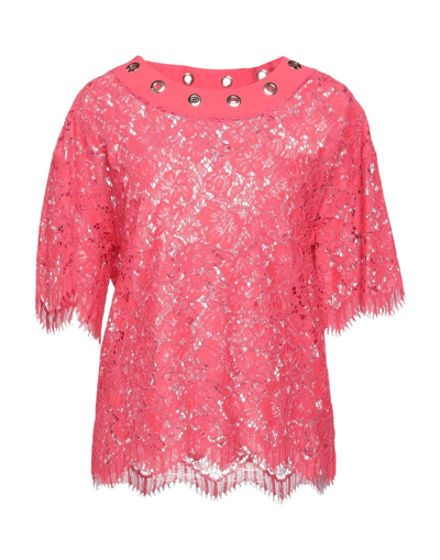 Shop Custo Barcelona Woman Top Fuchsia Size 6 Polyamide, Cotton, Viscose, Polyester, Elastane In Pink
