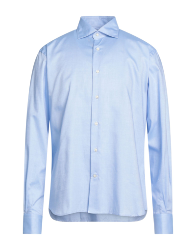 Shop Angelo Nardelli Man Shirt Azure Size 17 ¾ Cotton In Blue