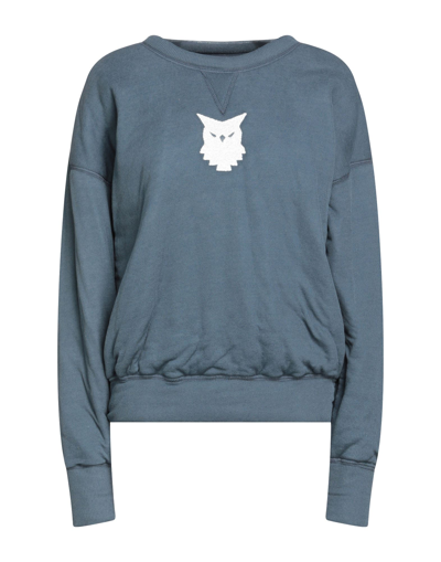 Shop Maison Margiela Woman Sweatshirt Slate Blue Size Xl Cotton, Silk