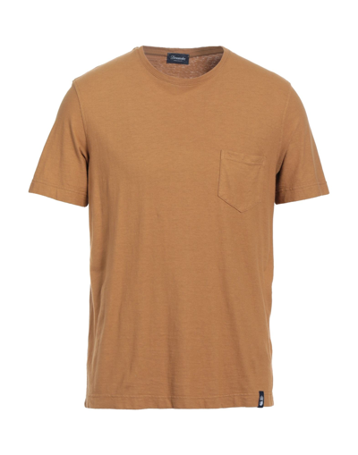 Shop Drumohr Man T-shirt Camel Size S Cotton, Linen In Beige