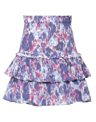 Isabel Marant Étoile Naomi Smocked Floral Tiered Skirt In Purple