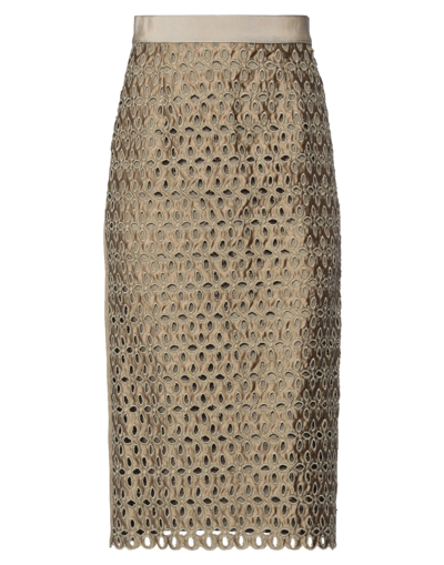 Shop Marco Bologna Woman Midi Skirt Khaki Size 4 Polyester In Beige