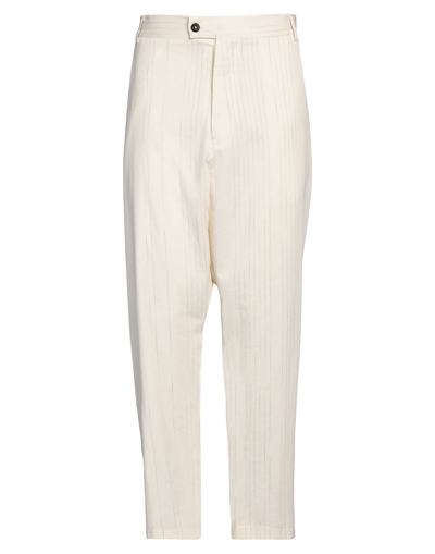 Shop Nostrasantissima Man Pants Ivory Size 34 Cotton, Linen In White