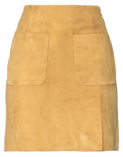 Shop Sly010 Woman Mini Skirt Ocher Size 8 Lambskin In Yellow