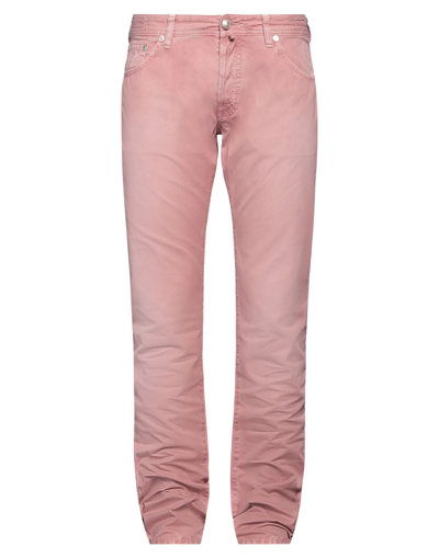 Shop Jacob Cohёn Man Pants Pastel Pink Size 36 Cotton