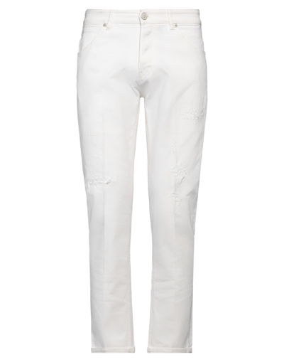 Shop Pt Torino Man Jeans White Size 35 Cotton, Elastane