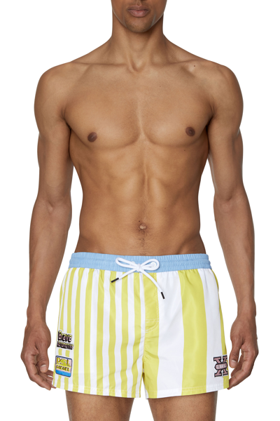 Shop Diesel Swim Shorts With Stripes In Green