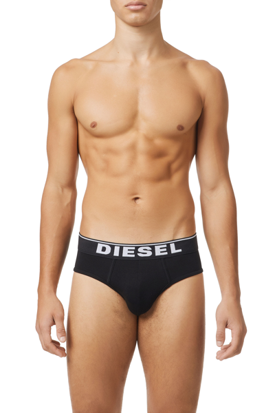 Shop Diesel 3 Pack Briefs With Tonal Waistaband In Black