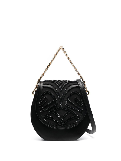 Shop Alberta Ferretti Bead-embellished Satchel Bag In Black