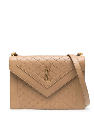 Shop Saint Laurent Gaby Shoulder Bag In Braun