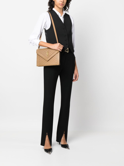 Shop Saint Laurent Gaby Shoulder Bag In Braun