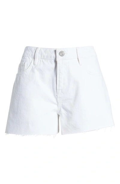 Shop Frame Le Grand Garçon Raw Hem Denim Shorts In Blanc