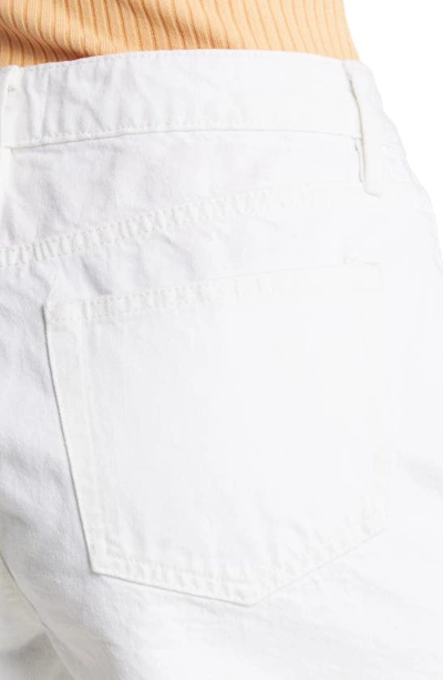 Shop Frame Le Grand Garçon Raw Hem Denim Shorts In Blanc