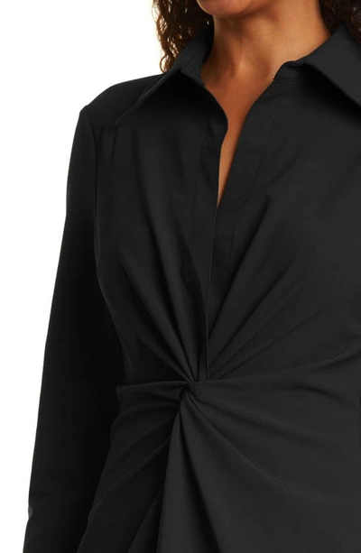 Shop Cinq À Sept Mckenna Front Twist Shirtdress In Black
