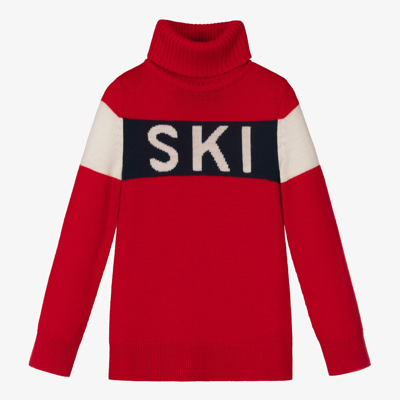 Shop Perfect Moment Ivory Merino Wool Sweater In Red