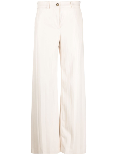 Msgm High Waist Pants In Bianco