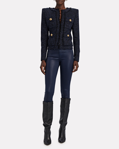 Shop L Agence L'agence Margot Coated Skinny Jeans In Blue