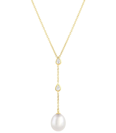 Shop Baggins South Sea Pearl Diamond Drop Necklace- Yellow Gold
