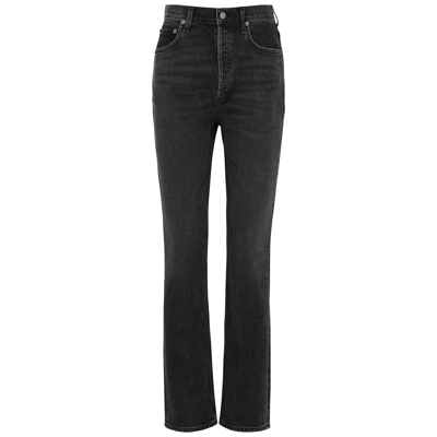 Shop Agolde Freya Slim-leg Jeans In Black