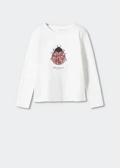 Shop Mango Printed Long Sleeve T-shirt Off White