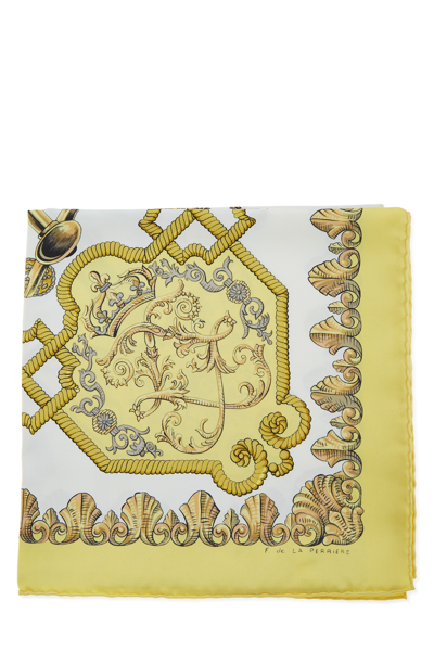 Pre-owned Hermes Yellow & Multicolor 'ludovicus Magnus' Silk Scarf 90