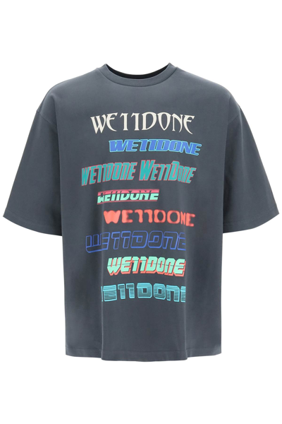 Shop We11 Done We11done Multi Logo T Shirt In Grey