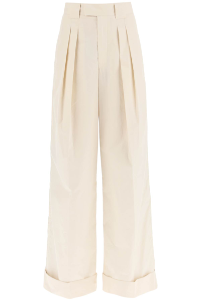 Lemaire Pleated Cotton-poplin Trousers In Beige | ModeSens