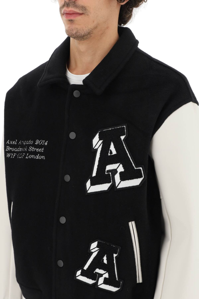 Shop Axel Arigato 'illusion' Varsity Jacket With Faux Leather Sleeves In Black