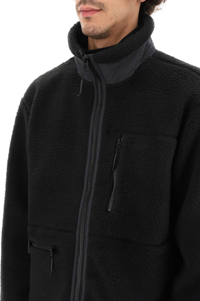Shop Rains Heavy Fleece Jacket In Black