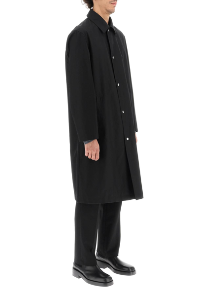 Shop Jil Sander Lightweight Cotton Coat With Back Logo In Black