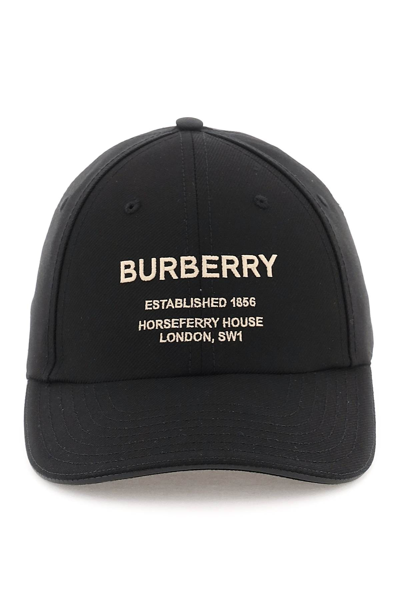 Burberry Logo Embroidered Baseball Cap In Black/beige | ModeSens