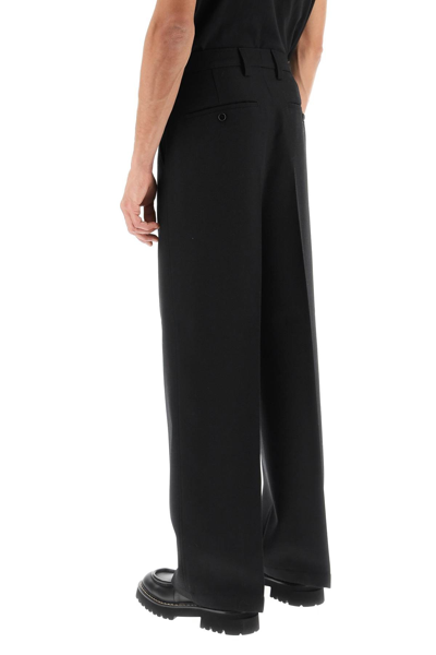 Shop Ami Alexandre Mattiussi Wide-leg Virgin Wool Pants In Black