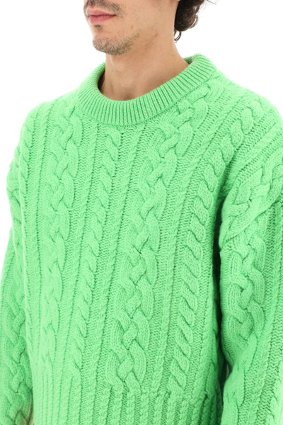 Shop Ami Alexandre Mattiussi Cable Knit Wool Sweater In Green