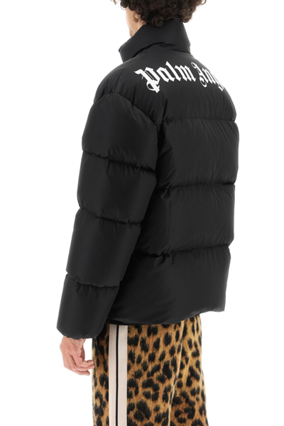 Shop Palm Angels Puffer Jacket With Back Logo Print In Black