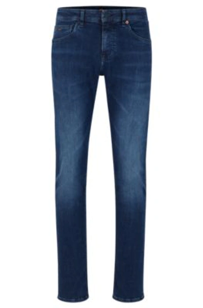 Hugo Boss Slim-fit Jeans In Dark-blue Supreme-movement Denim- Dark Blue  Men's Jeans Size 33/30 | ModeSens