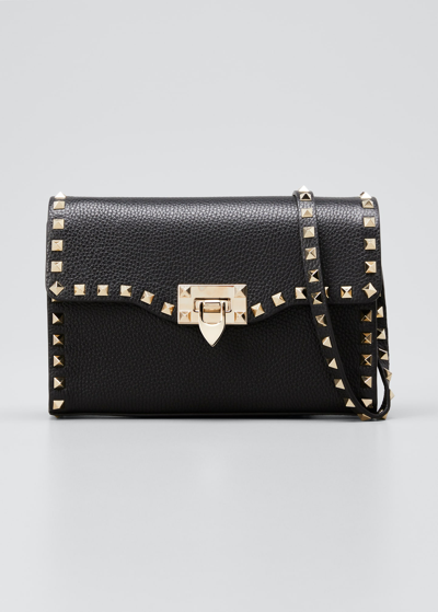 Shop Valentino Rockstud Medium Shoulder Bag In Black