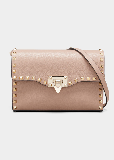 Shop Valentino Rockstud Medium Shoulder Bag In Neutral