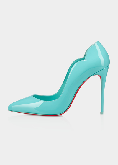 Shop Christian Louboutin Hot Chick 100mm Patent Red Sole High-heel Pumps In Bermuda
